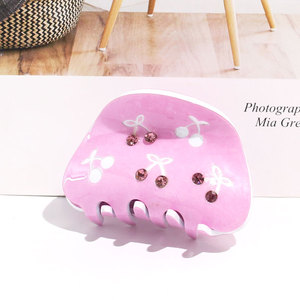 Pinces à cheveux en forme de cerise pour femmes, pinces à cheveux fins, en forme de <span class=keywords><strong>crabe</strong></span>, en résine coréenne, <span class=keywords><strong>rose</strong></span>, vente en gros, nouvelle collection - Product Image 2