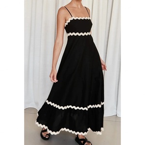 Elegante Vestido Maxi de Verano Personalizado para Mujer, Cuello Halter, Casual, Sexy, Color Sólido, Cintura Natural, Largo, Poliéster, Estilo Vintage - Product Image 2