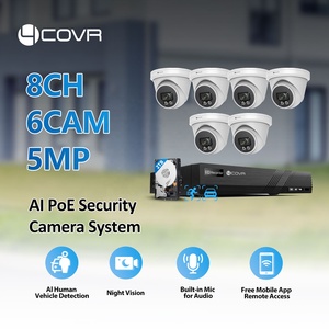 Système de caméra de sécurité CCTV 4COVR à 8 canaux, 6X 5MP PoE, caméra tourelle AI IP, détection humaine, vision nocturne, <span class=keywords><strong>surveillance</strong></span> à domicile et en magasin - Product Image 2