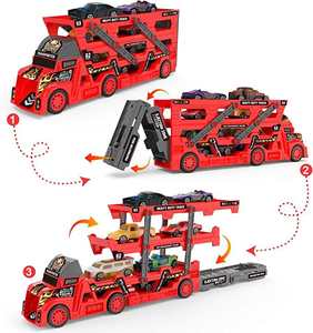 Taşıma taşıyıcı kamyon araba oyuncak 8 pres döküm arabalar ve 9 yol işaretleri ile 1map transporter başlatıcısı çocuklar için döküm araba - Product Image 4