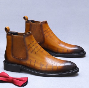 Zapatos Oxford Vintage de Estilo Británico para Hombre, Parte Superior de Cuero Genuino, Cierre Deslizante, Antideslizantes, Impermeables, con Patrón Floral, para Boda - Product Image 1