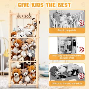 Organisateur de rangement <span class=keywords><strong>pour</strong></span> peluches en bois à un seul niveau, support multifonctionnel <span class=keywords><strong>pour</strong></span> jouets de cuisine - Product Image 4