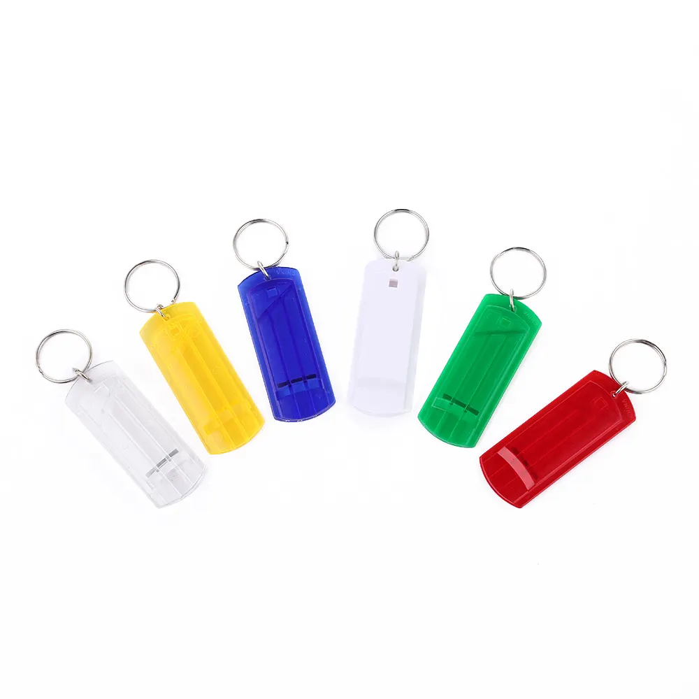 Promosyon hediye plastik çoklu renkler 3-Tone anahtarlık güvenlik düdük anahtarlık