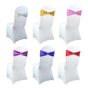 Meilleures ventes : Nœuds de chaise élastiques OEM en satin doré pour la décoration de mariages et banquets - Product Image 4