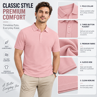 FNJIA Polo personnalisé pour homme, rose uni, manches courtes, col boutonné, tissu respirant, idéal pour le printemps et l'été