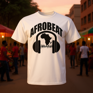 T-shirt Afrobeat con design cuffie Africa, abbigliamento per amanti della musica - Product Image 3