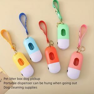 Venda quente Doce Cor Portátil Cão <span class=keywords><strong>Poop</strong></span> Saco Dispenser LED Luz com Carregamento Cabo USB e Caminhadas Fivela - Product Image 2