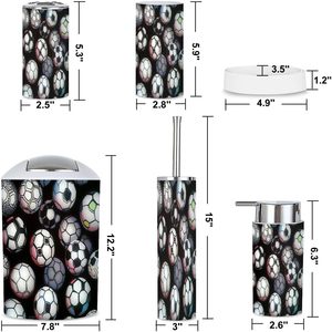 Ensemble d'accessoires de salle de bain 6 pièces mignons dinosaures arbres volcans impression colorée blanche pour porte-brosse à dents porte-savon - Product Image 3