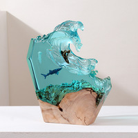 Modèle 3D artisanal en résine marine Requin et Surfiste, Décoration d'intérieur, Cadeaux de récompense, Veilleuse en résine personnalisée, Dropshipping