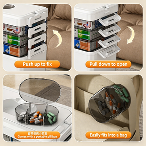 Boîte à médicaments rectangulaire en plastique PP, pack familial, grande capacité, multi-couches, moderne, écologique, rangement médical, trousse de premiers soins - Product Image 4