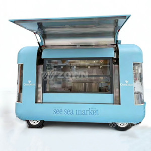 Chariot de nourriture mobile de haute qualité personnalisé, camion de restauration multifonctionnel avec grill, friteuse et réfrigérateur pour boutique de snacks - Product Image 6