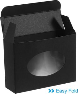 Phân hủy sinh học Macaron hộp hiển thị rõ ràng cửa sổ Kraft da nhiều lớp da dập nổi phong cách Giấy Bánh bao bì Nấm cục - Product Image 4