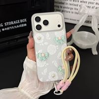 Nouvelle texture de peau 2026, coque de téléphone 2-en-1 en dentelle et perles couleur thé au lait avec bracelet intégré