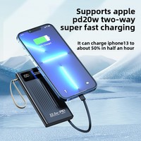 Batterie externe portable 10000 mAh avec écran LCD, chargeur rapide 22,5 W intégré avec 4 câbles, chargeur de téléphone portable, électronique grand public