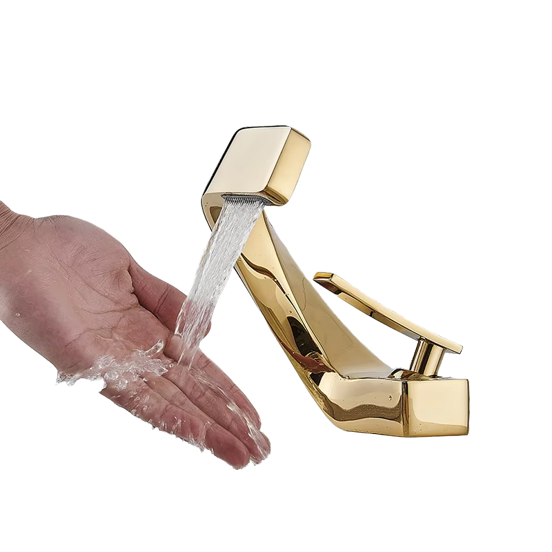 Luxury Single Handle Golden Brass Touchless