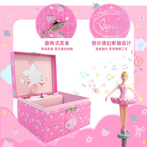 Nouvelle boîte à musique rotative en papier Yiyu, design personnalisé, ballerine fraise, écologique, à manivelle, couleurs et logo personnalisables - Product Image 3