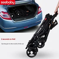 Seebab T12 Poussette pour Bébé à Double Cadre Pliable en Acier Inoxydable Portable Voyage en Plein Air 2 Places Wagon Auvent 20KG Capacité de Charge