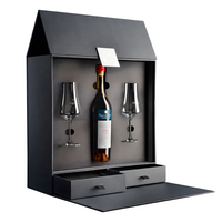 Clamshell type portable vin rouge 3 litres quadrum boîtes pour cadeau de vacances ensemble deux bouteille 1 litre boîte à vin