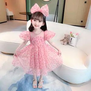 2023 Summer New Arrival Infant Girls' Tutu Dresses Toddler Baby Puff Sleeve Princess Pink Dress Clothing