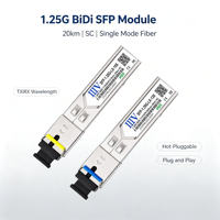 Transceptor Óptico SFP BIDI de 1.25G, 20KM, Puerto SC, SM 1310/1550nm, DDM, Compatible con Switches de Red, Garantía de 3 Años, para Telecomunicaciones