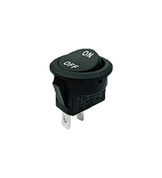 Interrupteur à bascule rond 20 mm 2 broches 2 positions ON-OFF SPST 6A/250V 10A/125V AC IP53 Plastique T85 1e4