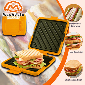 Mini sartén de <span class=keywords><strong>silicona</strong></span> portátil de doble cara para microondas, para calentar rápidamente y cocinar sándwiches y tostadas, azul y rojo, para desayuno - Product Image 6