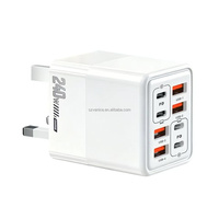 EU US UK Stecker Neues 240W USB-C GaN Telefon-Schnellladegerät 8 Anschlüsse USB Typ-C PD Schnellladung QC 3.0 Wandladegerät Netzteil