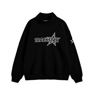 เสื้อสเวตเชิ้ตคอเต่าสีดำ TRACKSTAR พิมพ์ลายกราฟิก Star Graphic Outline ทรงโอเวอร์ไซส์ ยูนิเซ็กส์ ผ้าฟลีซหนานุ่ม ขายส่ง - Product Image 1
