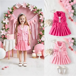 Nouvelle Collection 2026 : Ensemble Trois Pièces Fille – Blazer, Gilet Sans Manches et Jupe Plissée avec Nœud Élégant - Product Image 3