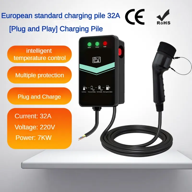 Factory Direct Sale Plug And Play Wallbox 7kw AC Wall-mounted Ev Charger Station For Electric Car