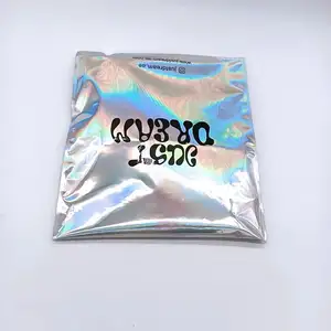 Custom Logo Self Seal Adhesive Strip Metallic Aluminum Foil Silver Clothing Shipping Bags Silver Poly Mailer Bags