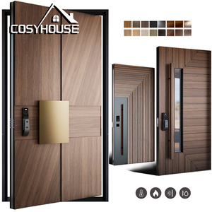COSYHOUSE Porte d'entrée moderne et élégante en aluminium, minimaliste, avec finition en grain de bois - Product Image 2