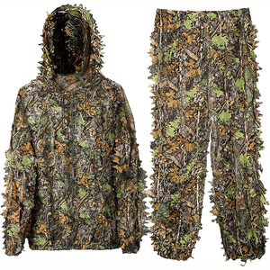 Tenue <span class=keywords><strong>de</strong></span> camouflage légère à capuche pour <span class=keywords><strong>la</strong></span> chasse et l'observation des <span class=keywords><strong>oiseaux</strong></span>, motif feuilles 3D toutes saisons, kit <span class=keywords><strong>de</strong></span> dissimulation pour l'environnement naturel - Product Image 1