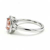 Laborgezüchteter Lebhaft Rosa-Orangefarbener Padparadscha-Saphir 925 Silberring für Damen Party Jubiläum Feiner Schmuck