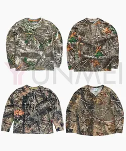 Custom Outdoor Clothing Camo Real Tree Print Long Short Sleeve T-shirt Hunting Hiking Camping Dtg Printing Graphic Men's T Shirt