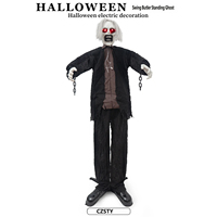 Nouveauté Halloween 2026 : Décoration de scène de scène secrète de maison hantée, avec majordome zombie à bascule et capteur électrique