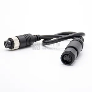 GX12 Spiral Cable 4P Molding Connector Waterproof Extension Cord for Truck Rear View Camera 6 Pin