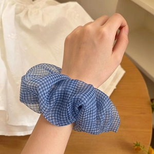 Nuevo Producto 2026: Lazos para el Cabello de Tela para Mujer, Diseño de Cuadrícula Azul, Elegantes, Sencillos, de Lujo Discreto y de Nicho, Venta al por Mayor de Accesorios para el Cabello - Product Image 4