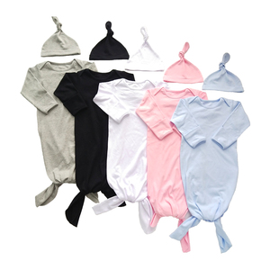 <span class=keywords><strong>Pijama</strong></span> personalizado para recién nacido, bolsa de dormir anudada, vestido de bebé, conjunto de gorro - Product Image 1
