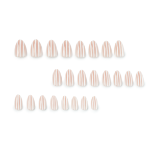 <span class=keywords><strong>Faux</strong></span> ongles courts en amande à presser, minimalistes, à rayures colorées, réutilisables, en gros - Product Image 2