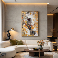Art mural abstrait de ville peint à la main, peinture à l'huile au couteau avec feuille d'or, cadre pour décoration maison hôtel