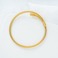 Bracelet ouvert en fil torsadé en acier inoxydable - Plaqué or/argent, ajustable, pour femmes et hommes