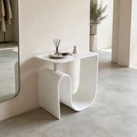 Table d'appoint minimaliste moderne en acrylique transparente en forme de U pour salon, chambre, balcon, décoration intérieure