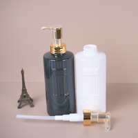 Bouteille en plastique de luxe pour animaux de compagnie 500ml 800ml Conteneur de shampooing vide pour cheveux Lotion de lavage pour le corps Bouteille à pompe de placage