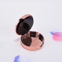 Double couche de haute qualité logo personnalisé luxe bronze or emballage cosmétique vide rond poudre compacte pressée cas
