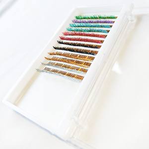 Cabello sintético hecho a mano Volumen completo 16 líneas 0,15mm Oro Verde Fluorescencia Brillo dramático Modelo fácil Extensiones de pestañas a granel - Product Image 5