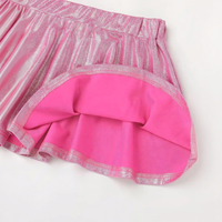 Ensemble haut court à manches courtes métallisé brillant pour filles avec jupe plissée, tenue de danse scintillante pour spectacle sur scène