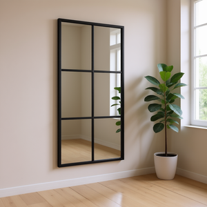 Miroir mural en verre noir 11,8 x 23,6 pouces, cadre en fer thermolaqué, rectangle, décoration intérieure, style unique - Product Image 2