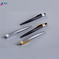 Stylo à bille promotionnel de forme spéciale avec logo de bureau scolaire, pointe de 1,0 mm, corps en plastique métallisé et action clic-poussoir