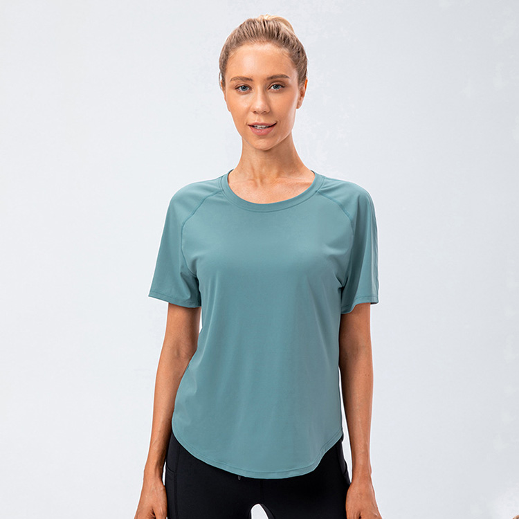 Nylon Spandex Women Summer Loose-fitting Yoga Top Lightweight and Breathable Short Sleeve Sports T-shirt for Fitness and Running